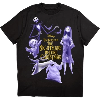 Image of Disney - The Nightmare Before Christmas Purple Characters Unisex Large T-Shirt - Black