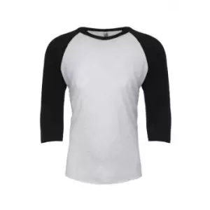 Image of Next Level Adults Unisex Tri-Blend 3/4 Sleeve Raglan T-Shirt (XS) (Vintage Black/Heather White)