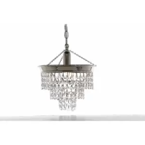 Image of Impex Brunswick 3 Tier Strass Nickel Pendant Ceiling Light