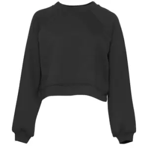 Image of Bella + Canvas Womens/Ladies Raglan Crop Sweatshirt (XXL) (Dark Grey Heather)