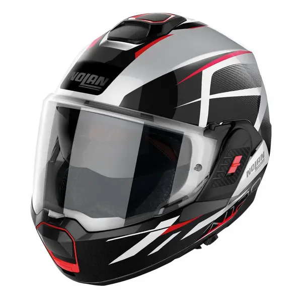 Image of Nolan N120-1 Nightlife N-COM 027 Metal White Red Black Modular Helmet Size 2XL