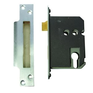 Wickes FD020 Mortice Sashlock Euro Profile with Plates - Stainless Steel 76mm