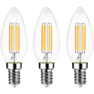 Image of Extrastar UK - 6W LED Candle Light Bulb E14, 3000K, Warm White, Clear Glass (Pack of 3)