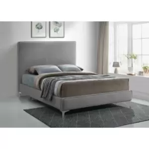 image of Glinis Bed Small Double Plush Velvet Steel