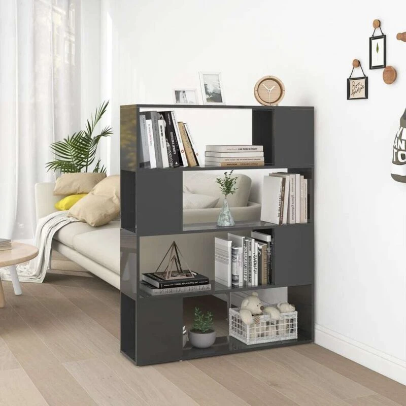 Image of VIDAXL Vidaxl - Book Cabinet Room Divider High Gloss Grey 100x24x124cm 8720286651520