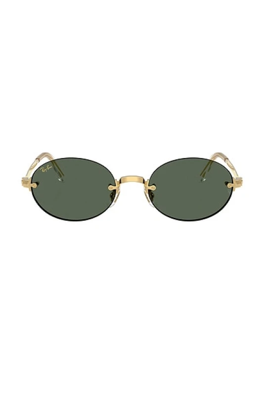 Image of Ray-Ban Oval Sunglasses in Gold - Metallic Gold. Size all.