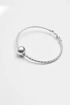 image of Recycled Sterling Silver 925 Polished Orb Cuff Bracelet