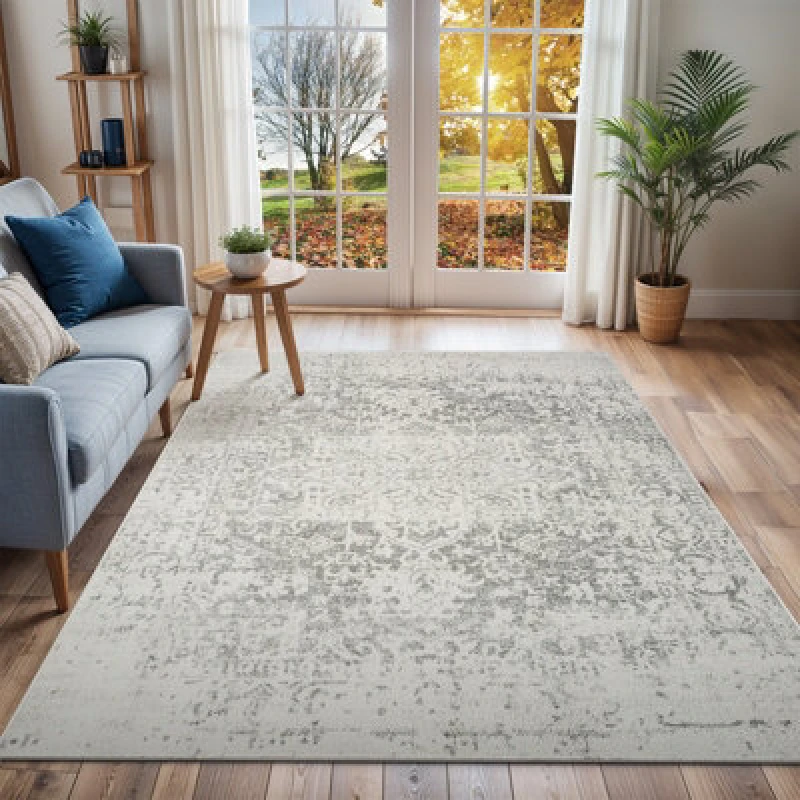 Image of Livabliss Vintage Oriental Boho Grey/white Juliette Area Rug 120 X 170 Cm - Easy Care, Non Shedding, Ideal For Living Room & Bedroom