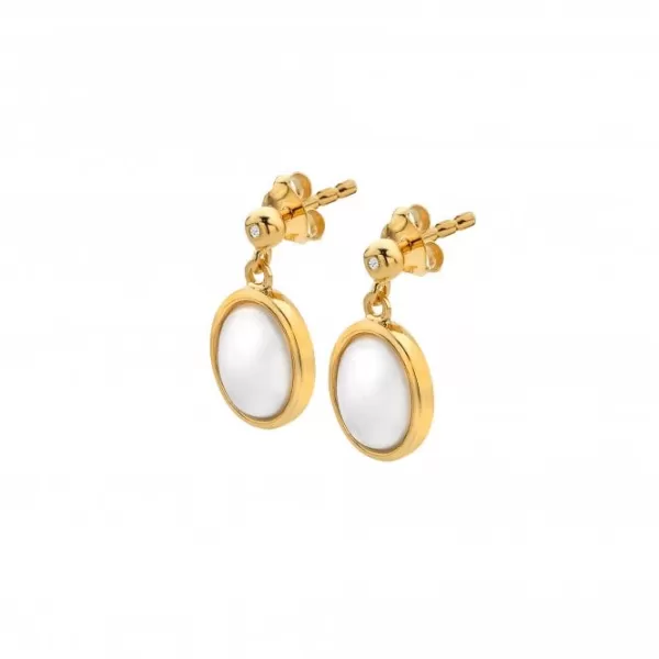 image of Horizontal Oval MOP Earrings DE775