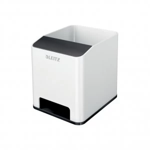 image of Leitz WOW Sound Pen Holder Dual Colour White Black 53631095