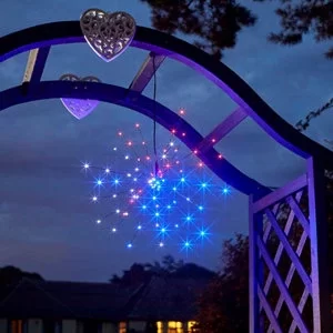 image of Solar Black Starburst Solar-powered LED Outdoor Hanging light