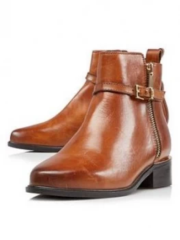 Image of Dune London Pop Side Zip Ankle Boot Tan, Size 3, Women