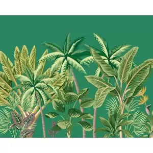 Image of Tropical Palm Trees Green Wall Mural - 3.5m x 2.8m