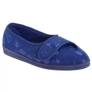 Image of Comfylux Womens/Ladies Diana Floral Slippers (4 UK) (Blue)