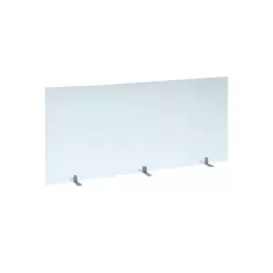 image of Free standing acrylic 700mm high screen with silver metal feet 1600mm wide