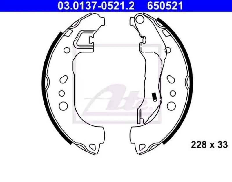 Image of ATE 03.0137-0521.2 Brake Shoes without lever Brake Shoe Set (70)