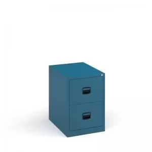 image of Steel 2 drawer contract filing cabinet 711mm high - blue