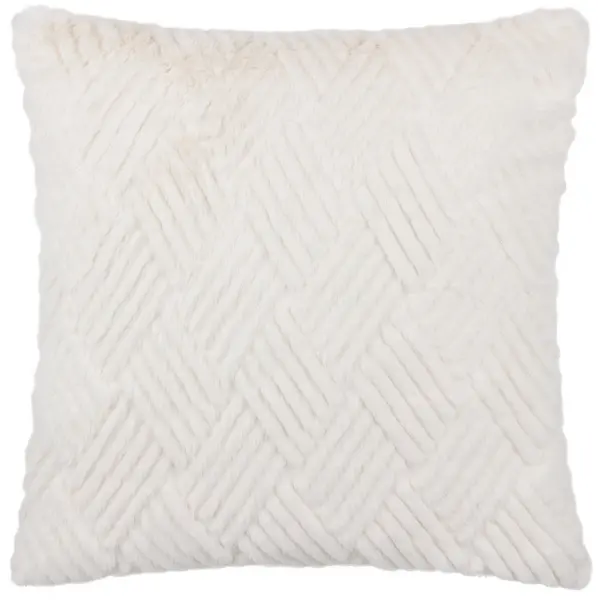 image of Sonnet Cut Faux Fur Cushion White / 45 x 45cm / Polyester Filled