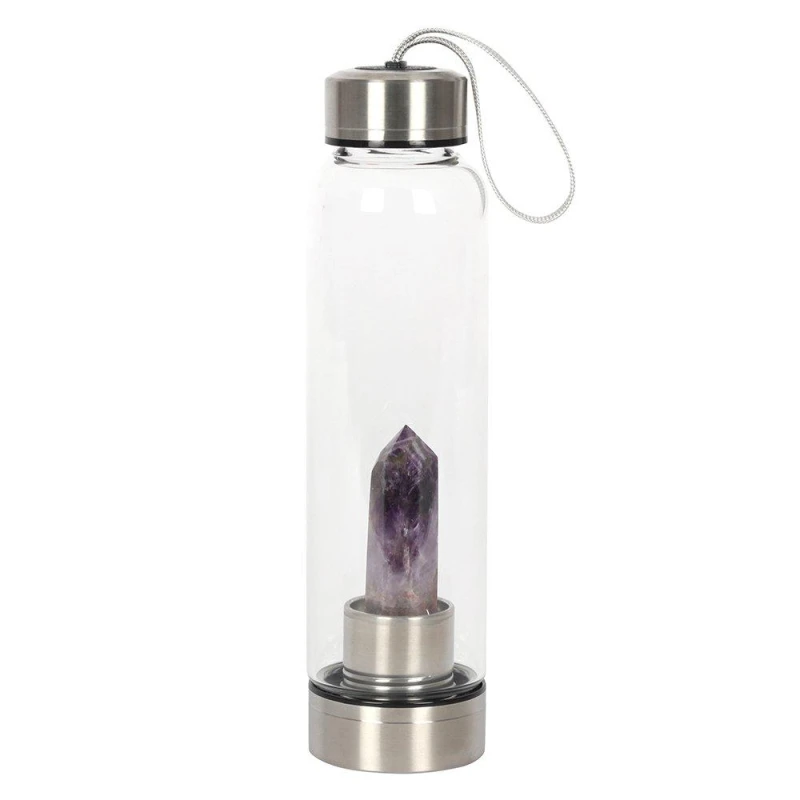 Image of Something Different Healing Crystal Glass Water Bottles (Amethyst - Calming) Multi