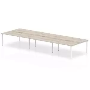 Image of B2B White Frame Bench Desk 1200 Grey Oak 6 Pod