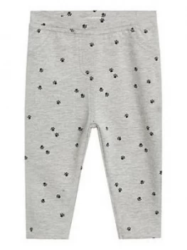 Mango Baby Girls Print Leggings - Grey Marl, Size 2-3 Years