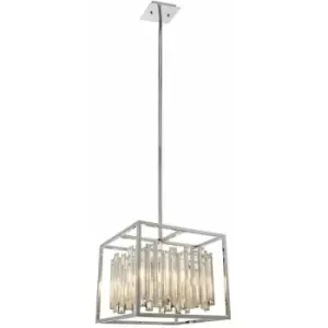 Image of Hanging Ceiling Pendant Light Chrome & Crystal Gorgeous Modern Square Box Shade