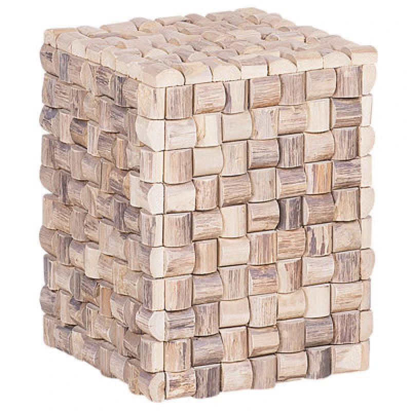 Image of Beliani Side Table Cajeme Teak Wood Light Brown
