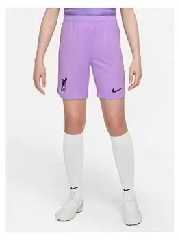Image of Nike Liverpool Fc Junior 22/23 Home Goalkeeper Short, Purple/Black, Size L (12-13 Years)