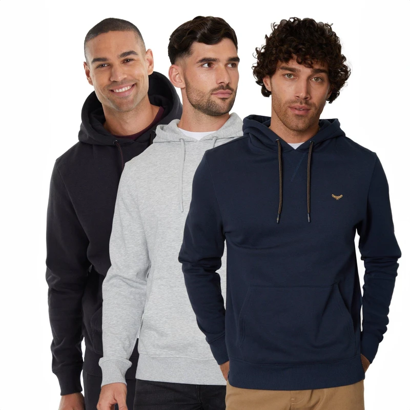 Image of Threadbare 3 Pack Pullover Hoodies - Blue Blue 2XL