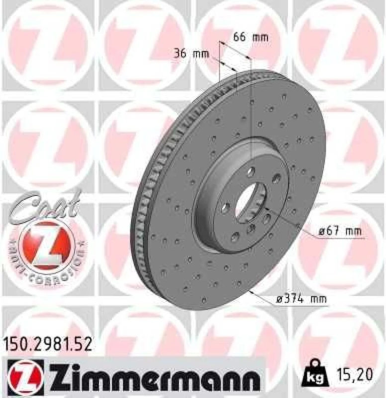 Image of ZIMMERMANN Brake disc ZIMMERMANN 150.2981.52