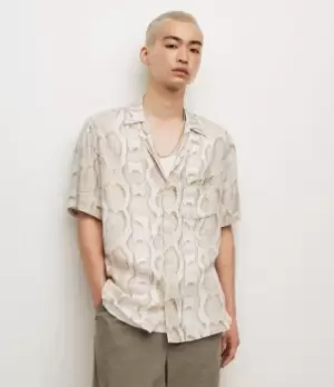 Image of AllSaints Mens Python Shirt, Cloud White, Size: M