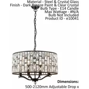 image of Loops - Ceiling Pendant Light Dark Bronze Paint & Clear Crystal 8 x 40W E14