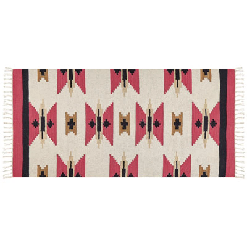 Image of Beliani Rug Garni Multicolour 80 X 150 Cm Cotton Kilim