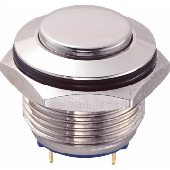 Image of 524580 16mm IP65 Vandal Resistant Switch SPST Raised Nickel Solder Pins - R-tech