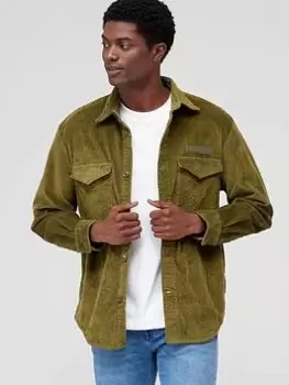 Image of Tommy Hilfiger Flex Corduroy Solid Overshirt - Green Size M Men