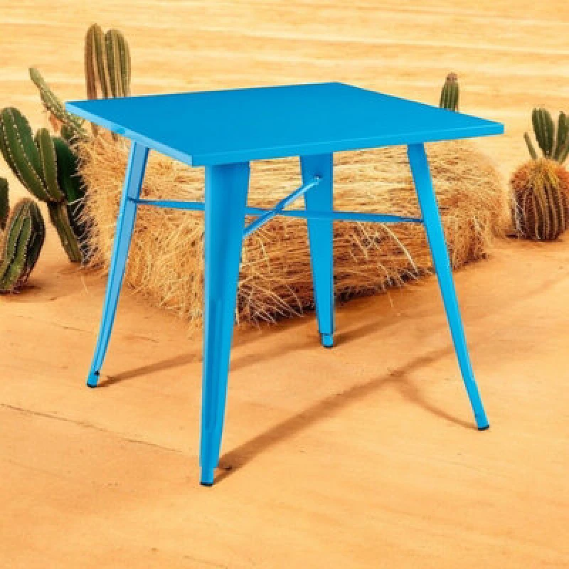 Image of Minster Garden Bar Table - Metal - L80 X W80 X H76cm - Blue