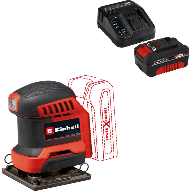 Image of Einhell TE-OS 18/113 Li 18v Cordless 1/4 Sheet Orbital Palm Sander TE-OS 18/113 Li Batteries: 1 x 4ah Li-ion