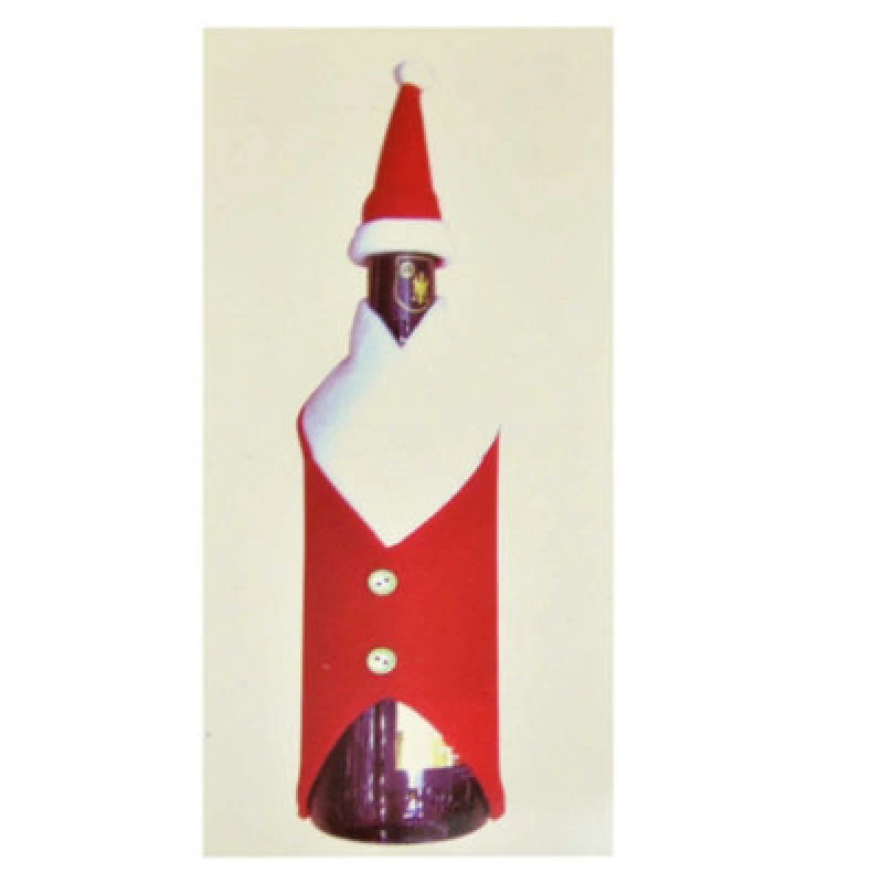 Image of Shatchi Christmas Wine Bottle Cover Santa suit Set Dinner Party Decorations, Red/White,1pcs Multi