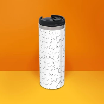 Image of Boobies Stainless Steel Travel Mug - Metallic Finish