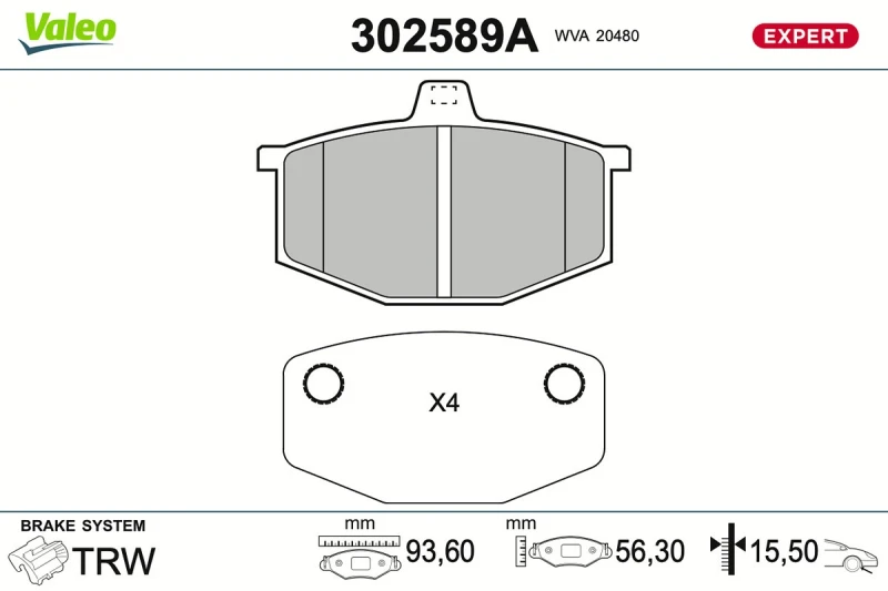 Image of Brake pad set VALEO 302589A