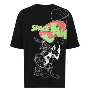 Hype x Space Jam Retro Character Print Logo Adults Oversized T-Shirt - Black