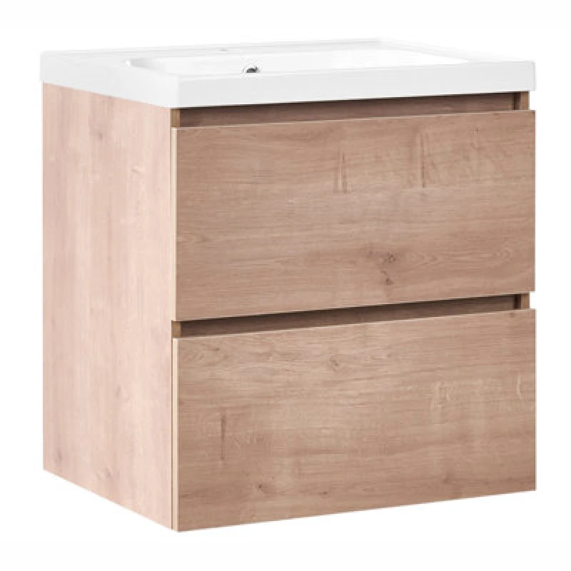 Image of Beliani Wall Mounted Vanity Unit With Basin Lagoa 60 Cm Light Brown