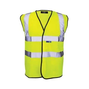Image of Bseen High Visibility Waistcoat Full App Large Yellow Black Piping