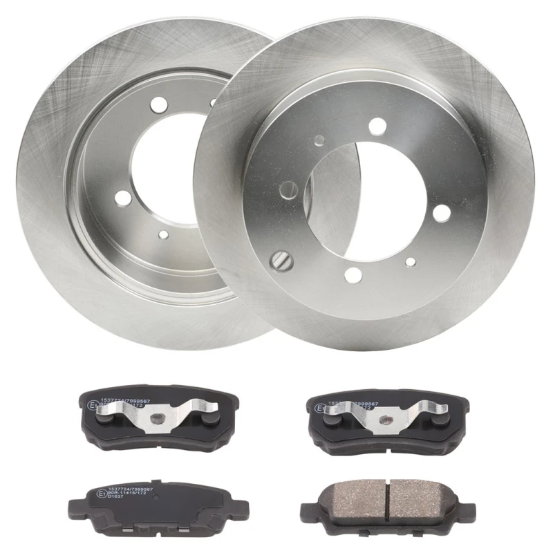 Image of RIDEX 3405B2467 Brake disc and pads set Rear Axle, Brake Disc Type: Solid, with acoustic wear warning Brake Set,disc brakes (3405)