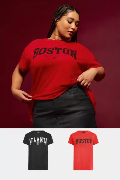 Image of Yours Yours Placemen Tee 2Pack Black/ Red