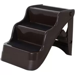 Image of Pawhut - 3 Step Pet Stair Dog Cat Floding Ramp Ladder Portable - Brown