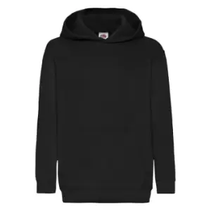 Image of Fruit Of The Loom Childrens Unisex Hooded Sweatshirt / Hoodie (5-6) (Black)