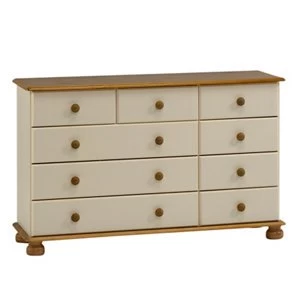 Oslo Cream Pine 9 Drawer Chest (H)741mm (W)1206mm (D)383mm