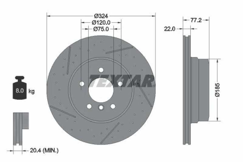 Image of Brake disc TEXTAR 92295505