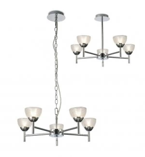 Image of Ceiling 5 Light G9 Ceiling Pendant, Semi Ceiling, Polished Chrome with Clear Prismatic Glass